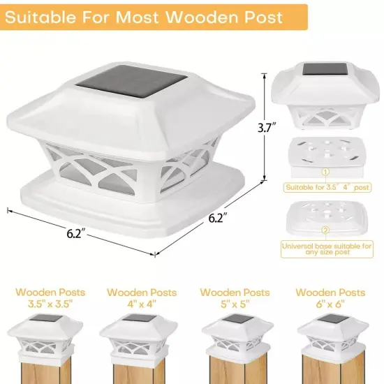 2pcs Solar Post Deck Cap light Vinyl Fence Light Landscape Lamp fit 4x4 5xx5 6x6 {4}