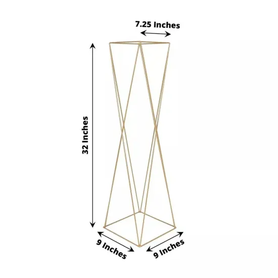 2 Gold 32 in Crisscross Geometric Metal FLOWER STANDS Centerpieces Party Events {3}