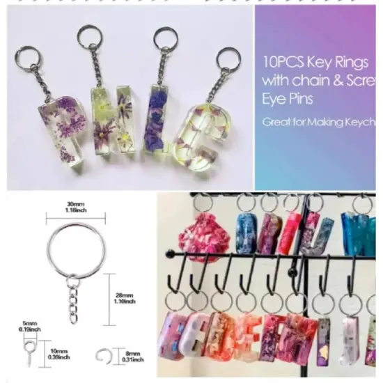 73-Piece Alphabet & Number Resin Silicone Molds - DIY Epoxy Keychain Making Kit {3}