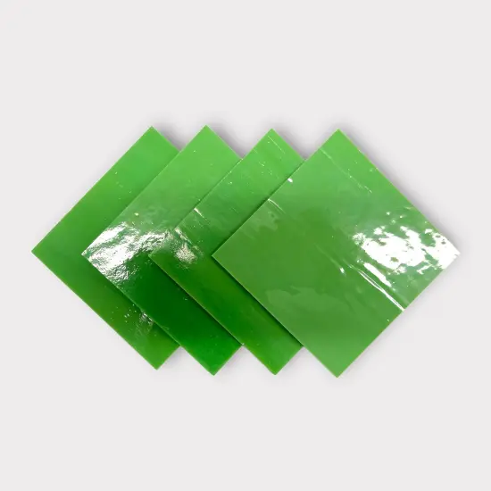 Olive Green/Blue Prisma COE 96 Fusible Glass Sheets / Mosaic Squares - 4 Pack {1}