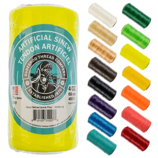 Gudebrod 70lb. 5-Ply Artificial Sinew Thread, 150yd. | Made in USA Neon Yellow {1}