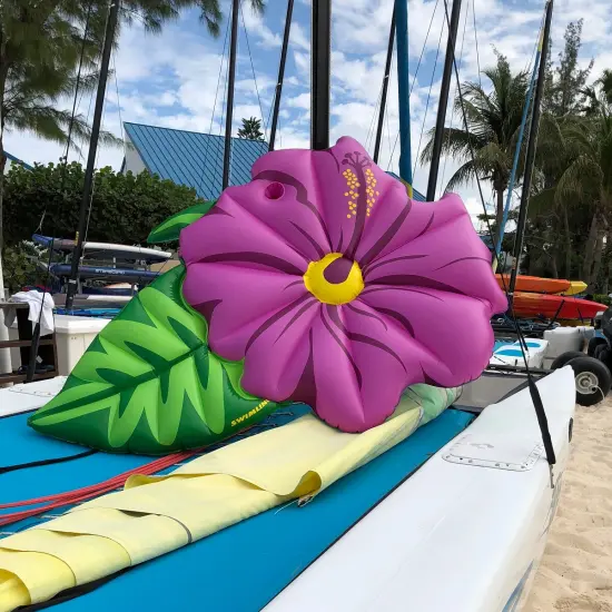 Swim Central 70" Inflatable Green and Pink Summer Hibiscus Flower Lounge Pool Float {6}
