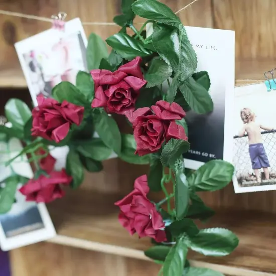 6 ft 3D Burgundy Chain SILK ROSES Garland Wedding Flowers Bouquets {3}