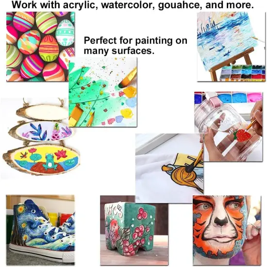 20Pcs Bulk Artist Painting Brush Set for Acrylic Watercolor Gouache Hobby Craft Face Rock Painting Green {3}