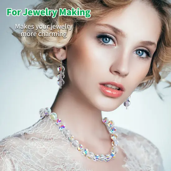 80 Pieces Crystal Beads, 10mm Glass Beads, Round Faceted Beads Bulk for Craft Necklace Bracelet Earring (AB Color) {5}