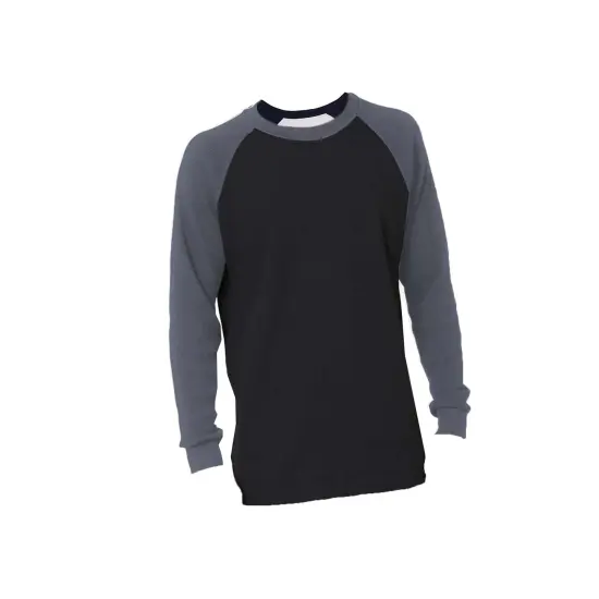 Bayside&reg; USA made Heavyweight Waffle Knit Thermal Raglan T-Shirt Dark Grey/ Black {1}