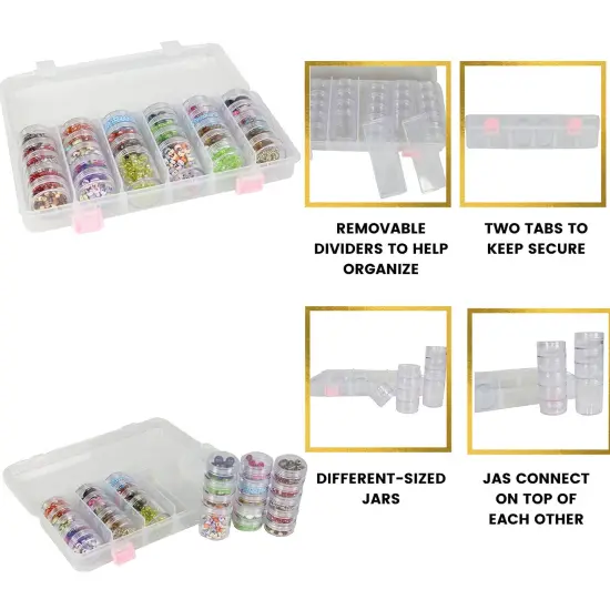 Large Plastic Bead Storage Organizer Box, 28 Jars - Containers for Beads & Supplies - Organizers for Craft, Art, Painting - Plastic Container Case for Organization {1}