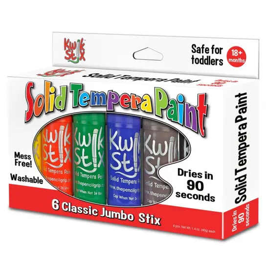 Jumbo Solid Tempera Paint Stick, 6 Classic Colors {1}