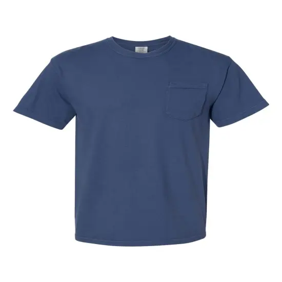 Comfort Colors&reg; Garment-Dyed Heavyweight Crewneck Short Sleeve Pocket T-Shirt China Blue {2}