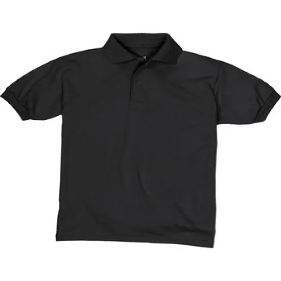 Hanes&reg; Youth EcoSmart Jersey Knit Short Sleeve Collared Polo Black {1}