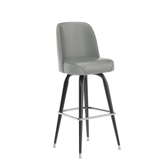 Emma and Oliver Metal Barstool with Swivel Bucket Seat Gray {2}