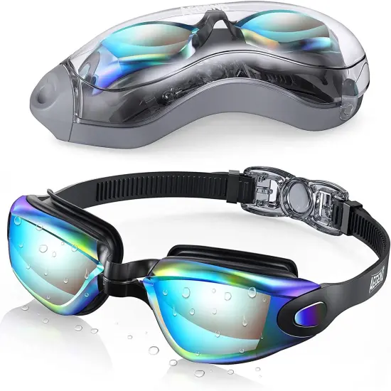 Swim Goggles, Swimming Goggles No Leaking Full Protection Adult Men Women Youth Black Clear {2}