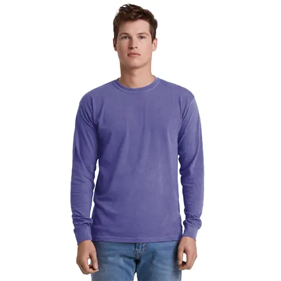 Comfort Colors&reg; Garment-Dyed Heavyweight Crewneck Long Sleeve T-Shirt Orchid {4}