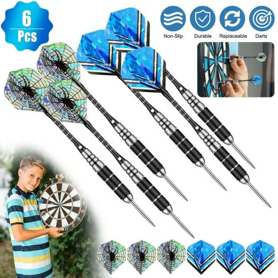 2 Sets(6Pcs) of Steel Tip Darts 22g Professional Dart Set Aluminium Dart Flights {1}
