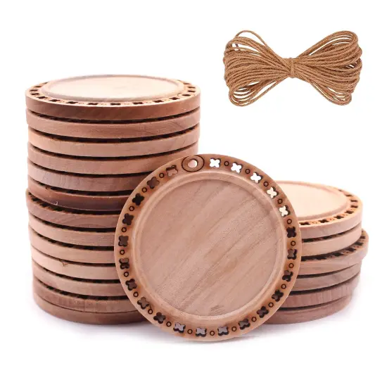 20 Pieces 2.16 inches Natural Wood Slices Craft Unfinished Wood kit Predrilled with Hole Wooden Circles for DIY Crafts Wedding Decorations Christmas Ornaments Arts Wood Slices {2}