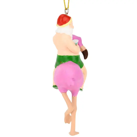 Tree Buddees Santa Riding a Pink Flamingo Tropical Christmas Ornament Decoration {4}
