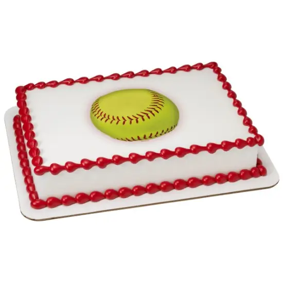 Softball Edible Cake Topper Image 1/4 sheet {1}