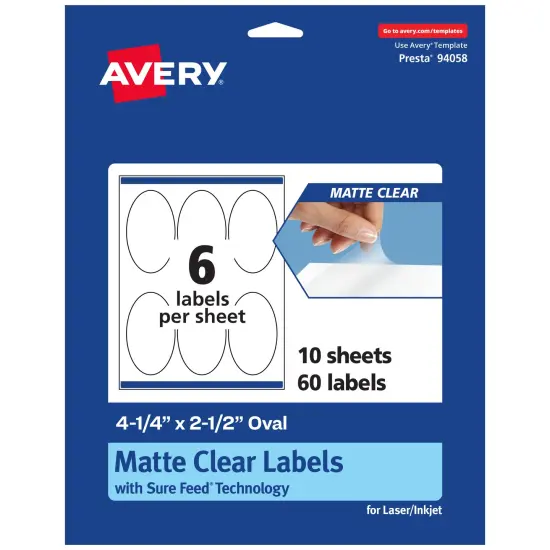 Avery Matte Clear Labels,4-1/4" x 2-1/2" Oval {7}