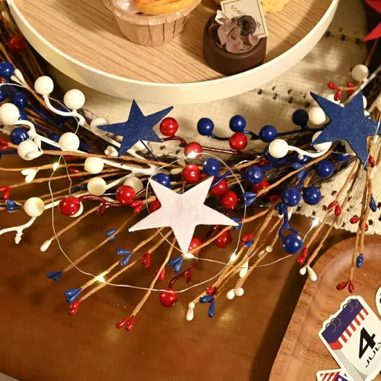 20" Patriotic Wreath with Lights {2}