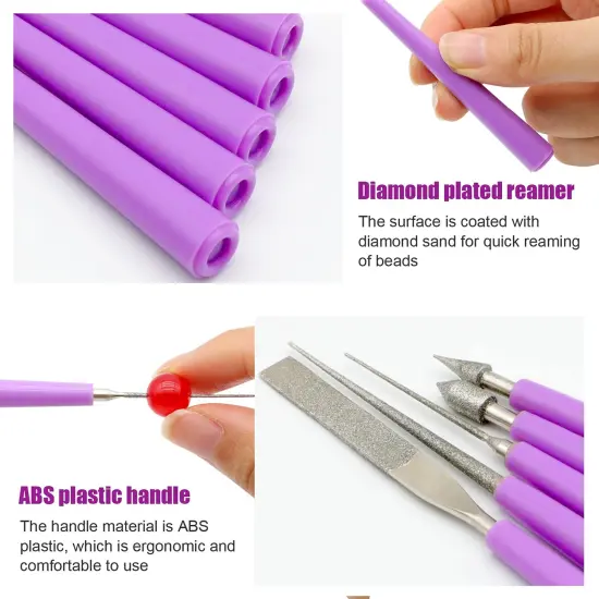 5 Pieces Bead Reamer for Jewelry Making, Bead Spinner Hole Enlarger Tool for Glass Plastic Metal Wood Beads, Remove Burrs, Enlarge Holes, Smooth Edges {5}