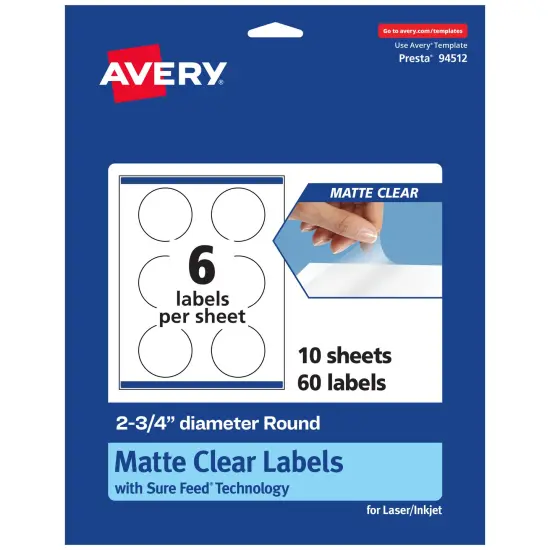 Avery Matte Clear Labels,2-3/4" diameter Round {7}