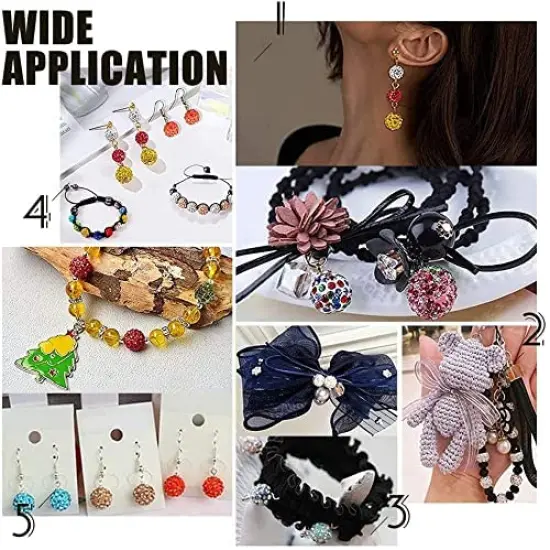 100 Pieces 10mm Crystal Beads Rhinestones Beads Pave Disco Ball Beads Mixed Color Polymer Clay Diamond Round Beads for Summer Bling Pen Bracelet Necklace Earring Jewelry Making Christmas {3}