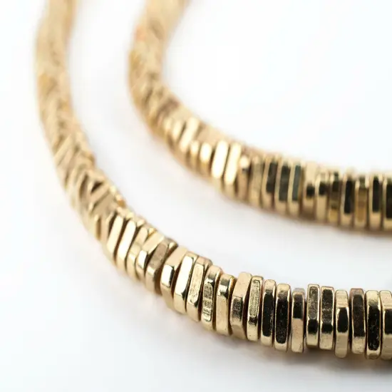 TheBeadChest Faceted Gold Triangle Heishi Beads (4mm, 16 inch Strand) {1}