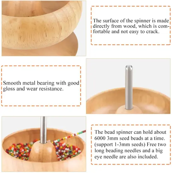 8000 Pieces The Upgrade Version Wooden Bead Spinner with 2 Pcs Big Needles and 1 Surprise Gift Pack for Jewelry Making Tools,Quickly Stringing Beads Tool {4}