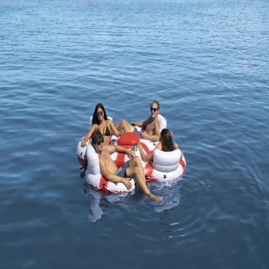 Swim Central Solstice Super Chill Quarto 4 Person Swimming Pool Float - 78" - White and Red {4}