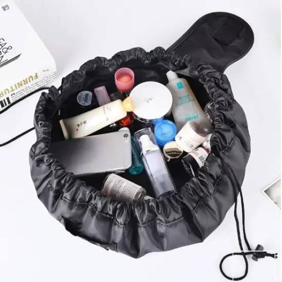 DrawstringMakeup Storage Bag Women Portable Travel Black Large Capacity Portables Handbag Storage-Bags Trendy {4}