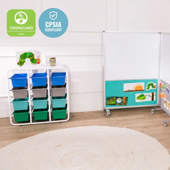 4-Tier Storage Rack with 12 Cubby Bins 4x3, Multipurpose Organization Contemporary {6}