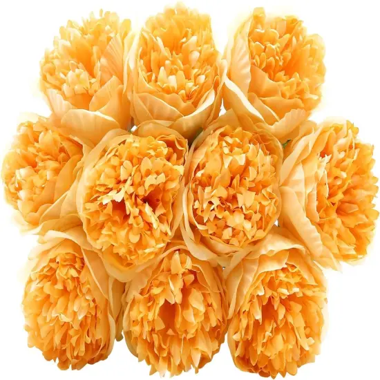 10Heads Artificial Peony Silk Flowers for Home, Wedding, and Party Decor Orange {1}