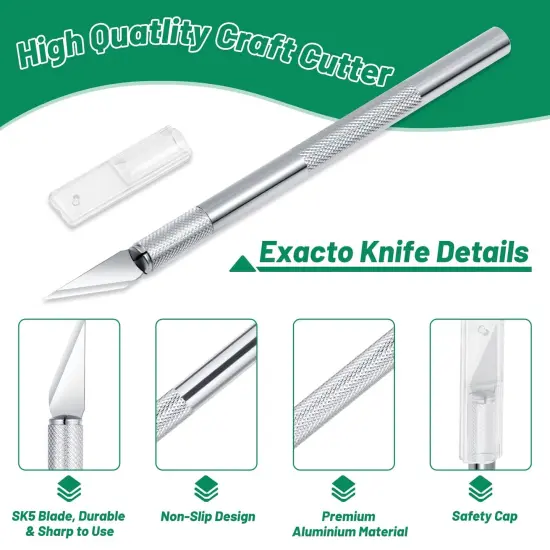 Exacto Knife with Hobby Mat for Crafts, Self Healing Cutting Mat Hobby Knife with 30 PCS Exacto Blades Precision Knife for Art and Crafts Paper Scrapbooking Stencil (Black) {5}