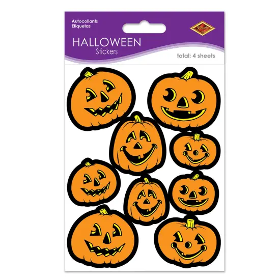 Beistle - Jack-O-Lantern Stickers - 4&frac34;" x 7&frac12;" - 12 Pack {1}