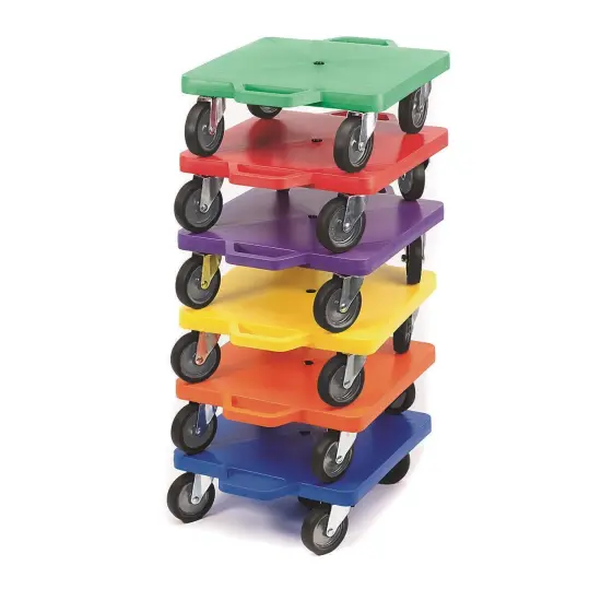 Spectrum 12" All Surface Scooter. 3" Rubberized Wheels for Smooth Cruising Indoors or Out. 12" Square Base with Handles to Protect Hands. Set of 6 Different Colored Scooters. {1}