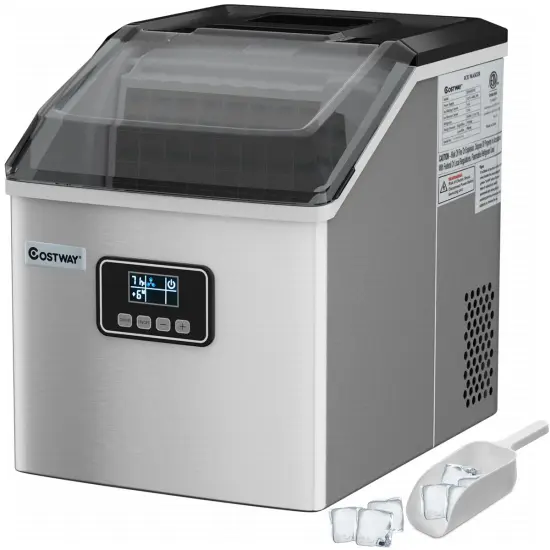 Costway Stainless Steel Ice Maker Machine Countertop 48Lbs/24H Self-Clean with LCD Display {1}