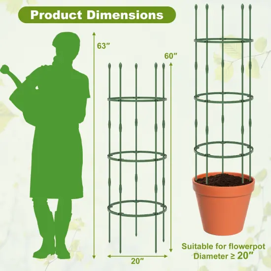 3-pack Garden Trellis 60" Tall Plant Support Stands With Clips And Ties-M {5}