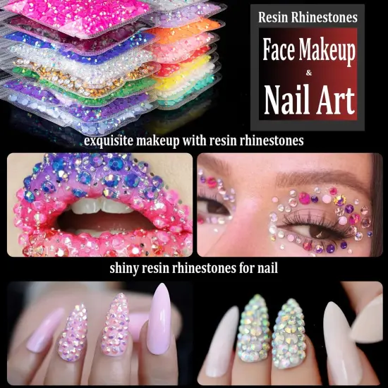 5000 Pieces 3mm Resin Rhinestones Bulk, Transparent AB Flatback Round Jelly Rhinestones Bedazzling Non Hotfix Crystal Gems Large Quantity Wholesale for DIY Crafts Clothes Tumblers Face Makeup Manicure {3}