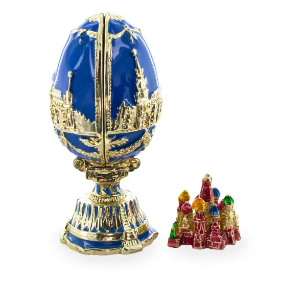 The City Blue Enamel Royal Inspired Easter Egg 2.75 Inches {4}