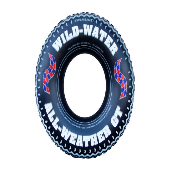 Swim Central Inflatable Wild Water Monster Tire Inner Tube - 36" - Black and White {5}