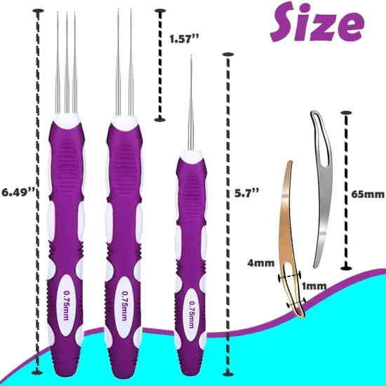 Dreadlocks Crochet Hooks with Ergonomic Handle,0.75Mm Hair Crochet Needle Pink {5}