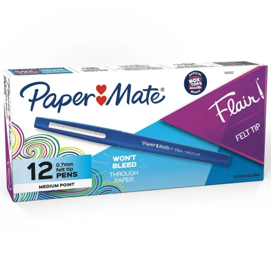 Flair Pens, Medium, Blue, Box of 12 {1}
