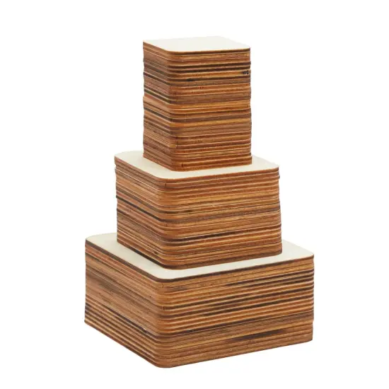 70 Pieces Unfinished Wood Squares for Crafts, Wood Burning, Engraving (3 Sizes, 2", 3", 4") {3}