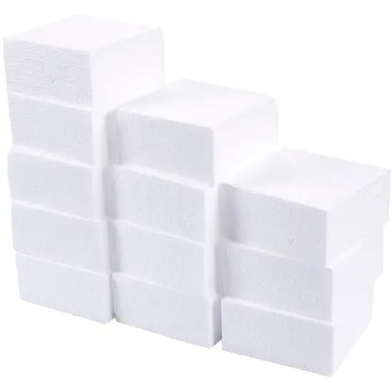 12 Pieces Foam Blocks for Crafts, Polystyrene Brick Rectangles for Floral Arrangements, Art Supplies, Holiday Decor (4 x 4 x 2 in, White) {2}