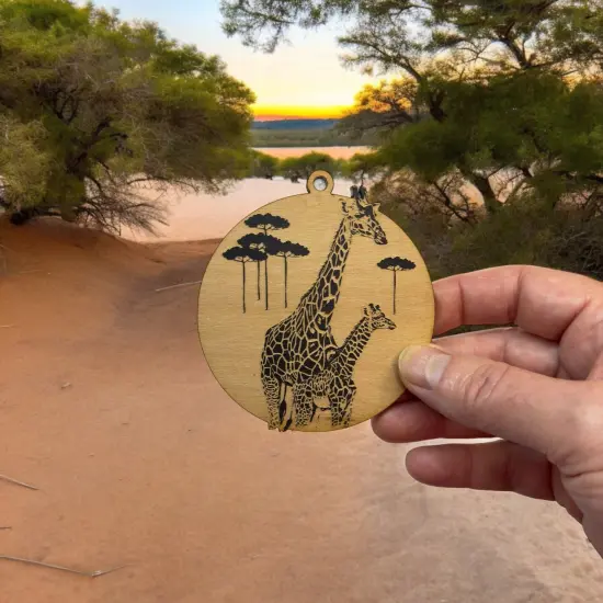 Ornament - Black - Giraffe and Baby {2}