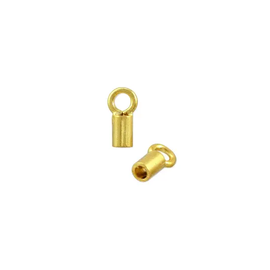 JewelrySupply Connector Crimp Tube with Ring 6x2mm Gold Plated (10-Pcs) {1}