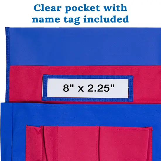 Carson Dellosa 6-Pack Blue and Red Chairback Buddy Pocket Chart Set, 15" x 19" Back of Chair School Supplies Pocket Organizer With Name Tag and 6 Chair Pockets for Classrooms, Classroom Organization {3}