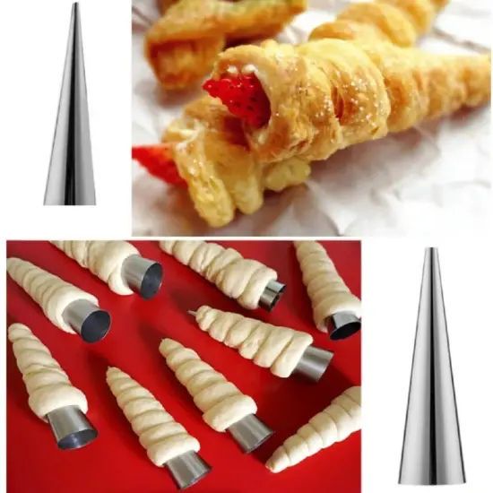 12 Pcs Stainless Steel Pastry Molds Set - Cream Horn & Cannoli Tubes for Baking {2}