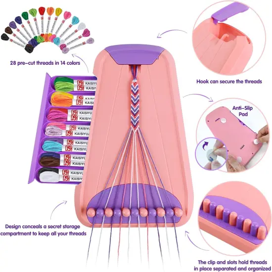 Friendship Bracelet Making Kit - Arts & Crafts Gift for Kids Ages 6-12 Pink/purple {3}