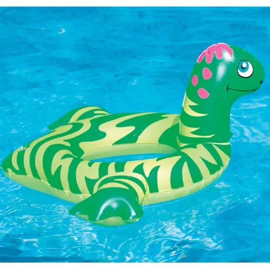 Swim Central 24" Inflatable Green and Yellow Dinosaur Swim Ring Tube Pool Float {6}